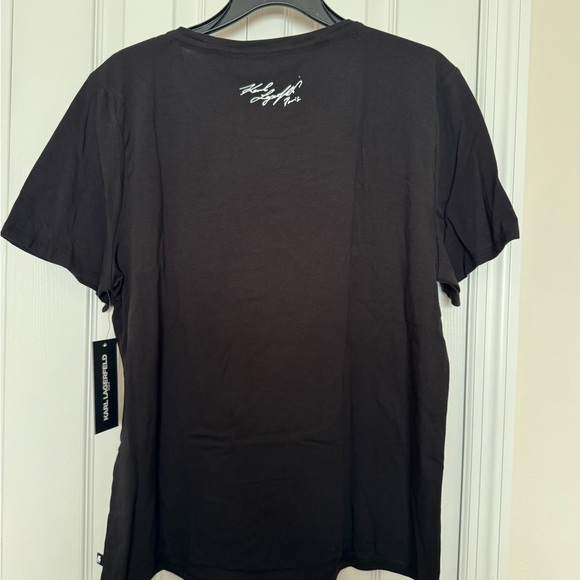 Karl Lagerfeld Black Crew Neck Tee with Fabulous graphic, NEW, Luxury - Picture 6 of 7